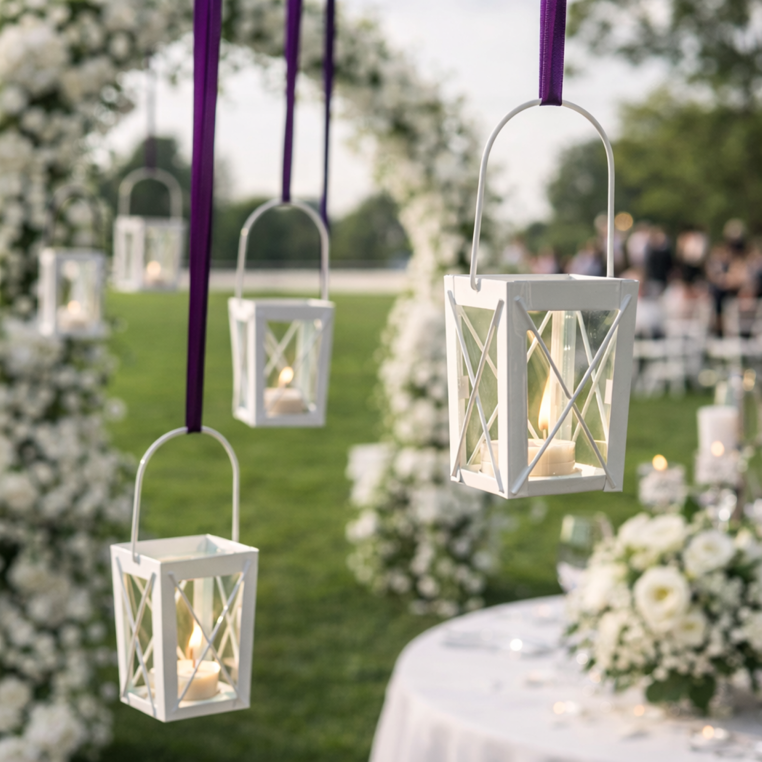 Mini White Hanging Lantern Tea Light Holders 2209